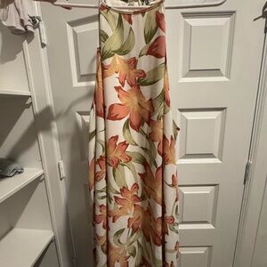 Show Me Your MuMu Tropical Floral Maxi Dress in Coral and Olive